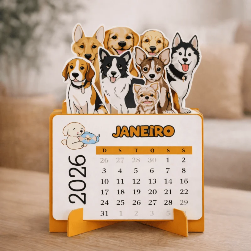 🐶 12 Patinhas do Ano - Calendário 2026 Cachorrinhos